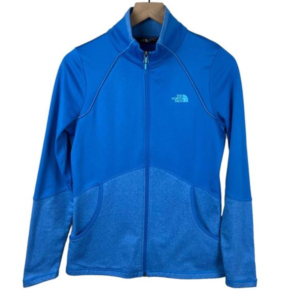 The North Face Womens Blue Colorblock Long Sleeve Full Zip Track Jacket Small